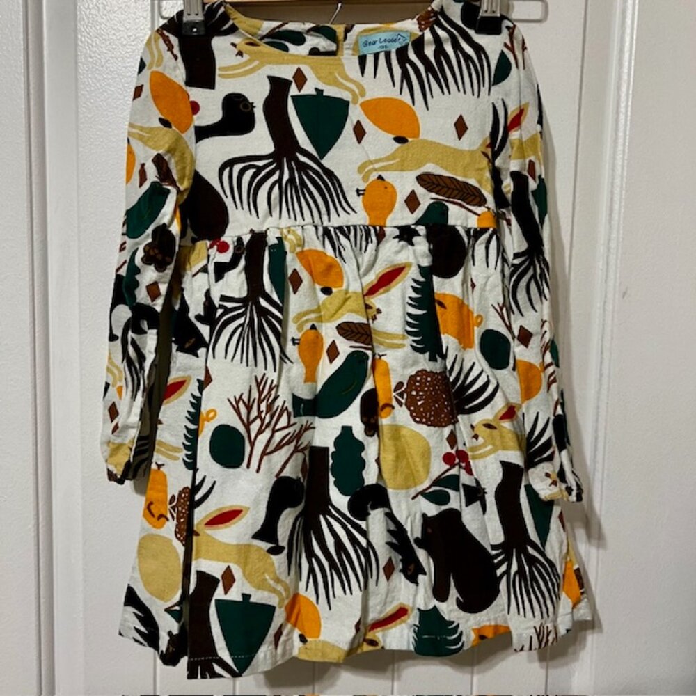 BEAR LEADER Woven Cotton Woodland Animals Dress Size 130 (5-6 Years)